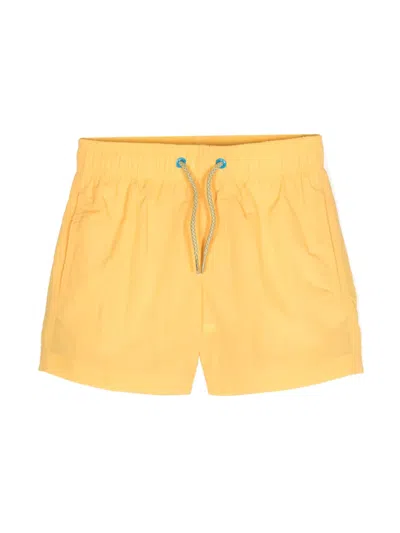 Sundek Kids' Board Logo-patch Swim Shorts In Yellow