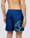 Sundek Boardshort Twilight With Reflective Neon Green Print In Blue