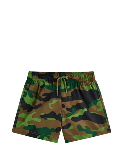 Sundek Kids' Camouflage-print Rainbow-stripe Swim Shorts In Multi