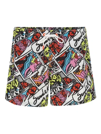 Sundek Comic-print Swim Shorts