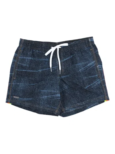 Sundek Denim-print Swim Shorts