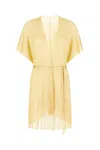 Sundek Crochet Fringe Beach Robe In Yellow