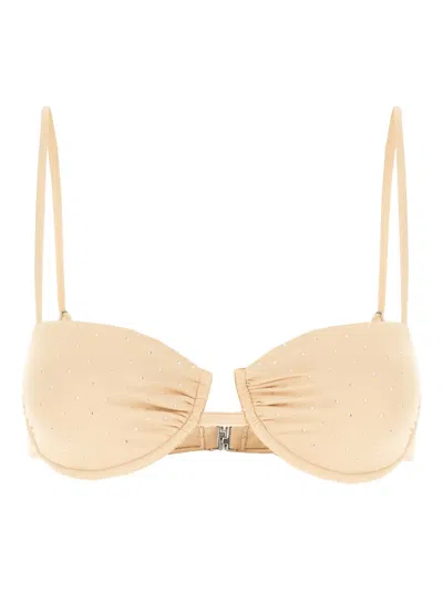 Sundek Embellished Bikini Top In Neutral
