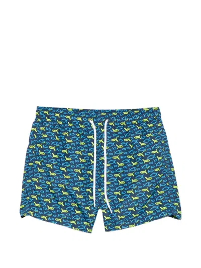 Sundek Fish-print Swim Shorts In Blue