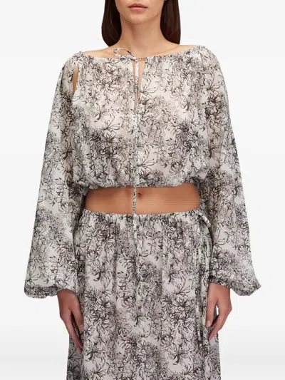 Sundek Fleur De Joie Floral-print Blouse In Black