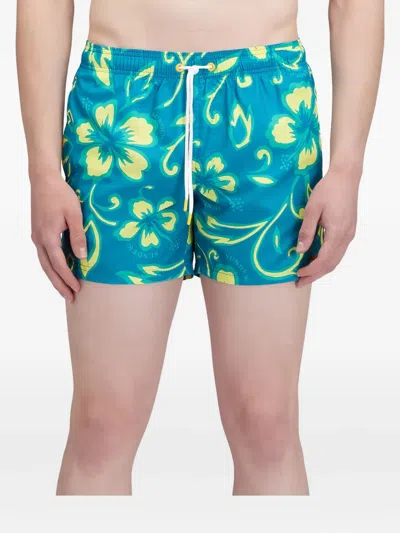 Sundek Floral-print Swim Shorts In Blue
