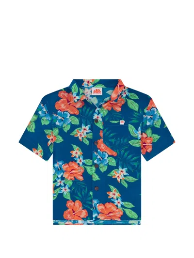 Sundek Kids' Floral-print Shirt In Blue