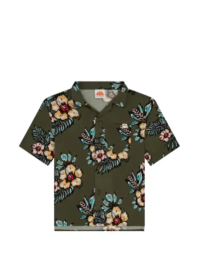 Sundek Kids' Floral-print Shirt In Green