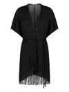 Sundek Fringe Crochet Mini Robe In Black