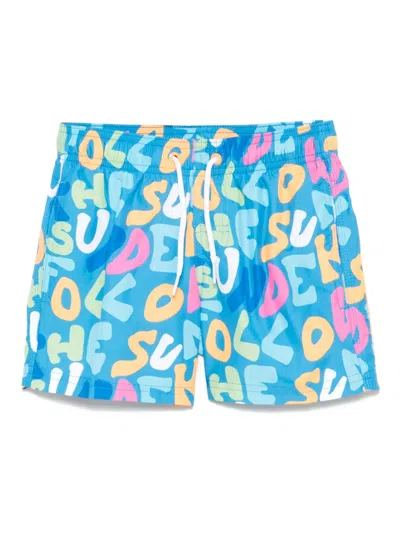Sundek Graphic-print Swim Shorts In Blue