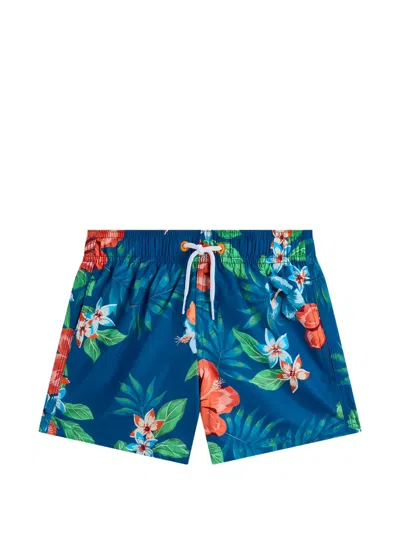 Sundek Kids' Island Bliss-print Swim Shorts In Blue