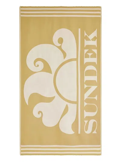 Sundek Jacquard-logo Beach Towel In Green