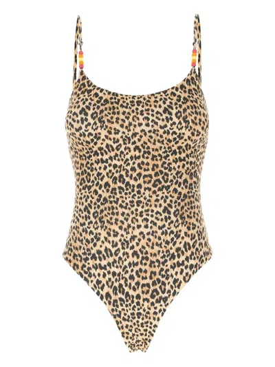 Sundek Leopard-print Swimsuit In Brown