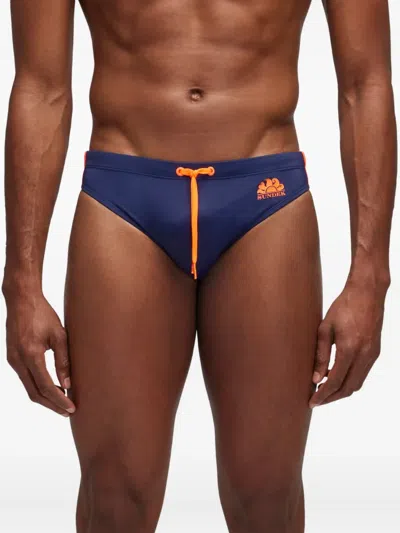 Sundek Logo-detail Drawstring Swimming Trunks In Blue