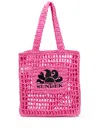 Sundek Logo-embroidered Paper-straw Shoulder Bag In Pink