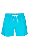 Sundek Logo-patch Striped Swim Shorts In Blue
