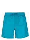Sundek Logo-patch Striped Swim Shorts In Dusty Blue