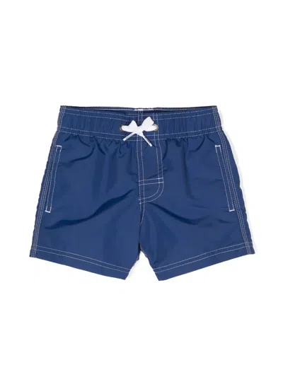 Sundek Babies' Logo-patch Taffeta Swim Short In Blue
