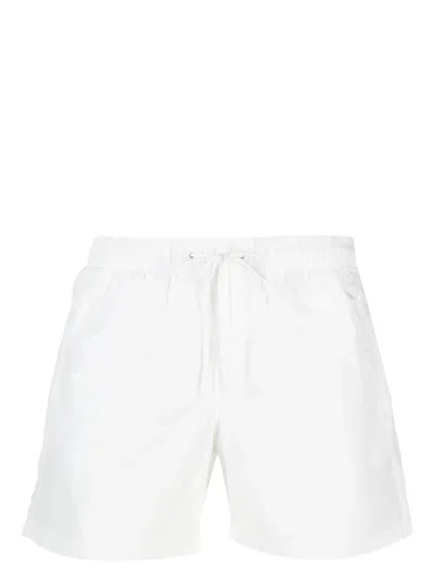 Sundek Logo-print Striped Swim Shorts In Off White