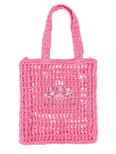 Sundek Logo-detail Paper Shoulder Bag In Pink