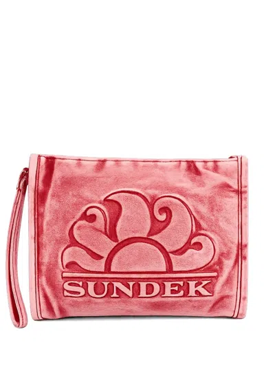 Sundek Logo-embossed Wristlet Clutch Bag In Pink