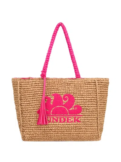 Sundek Logo-embroidered Tassel-detail Tote Bag In Nude