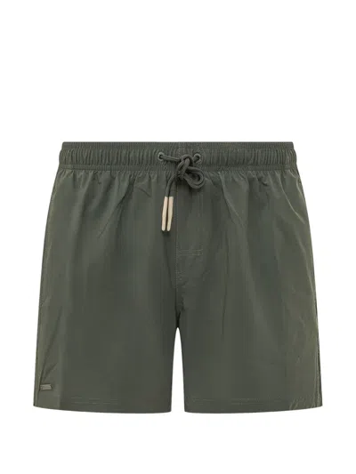 Sundek Logo-patch Drawstring Swim Shorts In Green