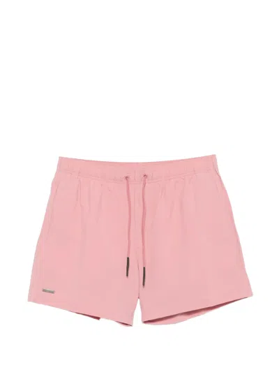 Sundek Logo-patch Drawstring Swim Shorts In Pink