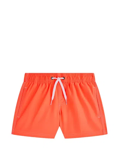 Sundek Kids' Logo-patch Rainbow-stripe Swim Shorts In Orange