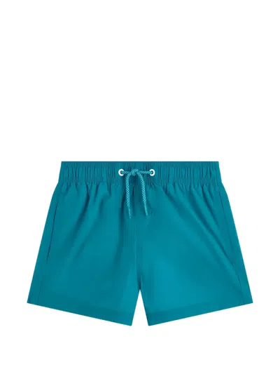 Sundek Kids' Logo-patch Striped Swim Shorts In Blue