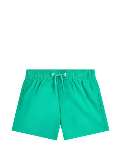 Sundek Kids' Logo-patch Striped Swim Shorts In Green