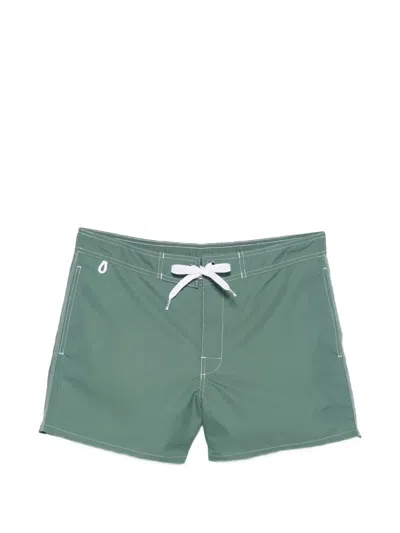 Sundek Logo-patch Swim Shorts In Green