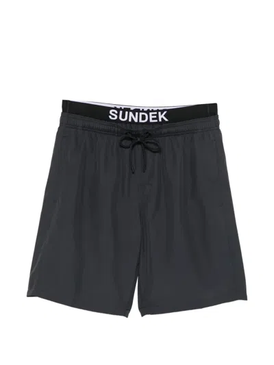 Sundek Logo-waistband Swim Shorts In Black