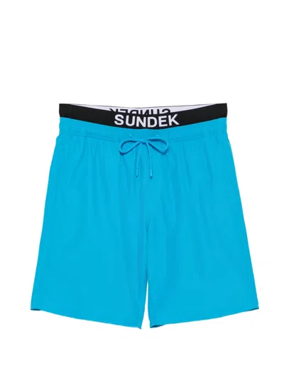 Sundek Logo-waistband Swim Shorts In Blue