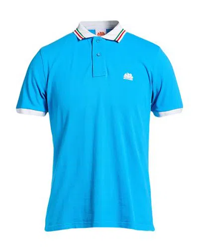 Sundek Man Polo Shirt Azure Size M Cotton, Elastane In Blue