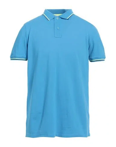 Sundek Man Polo Shirt Azure Size Xl Cotton, Elastane In Blue