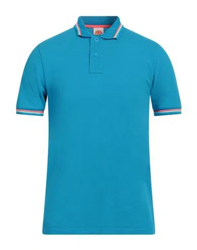 Sundek Man Polo Shirt Turquoise Size S Cotton, Elastane In Blue