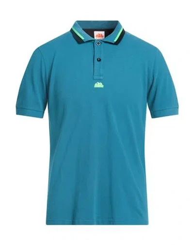 Sundek Man Polo Shirt Deep Teal Size Xxl Cotton In Blue