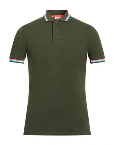 Sundek Man Polo Shirt Military Green Size Xs Cotton, Elastane