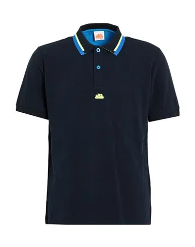 Sundek Man Polo Shirt Navy Size L Cotton In Blue