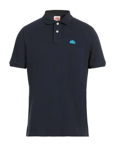 Sundek Man Polo Shirt Navy Size M Cotton In Blue