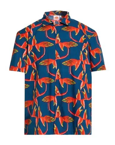 Sundek Man Shirt Navy Size M Cotton In Blue