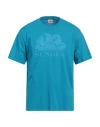 Sundek Man T-shirt Azure Size L Cotton In Blue