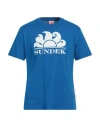 Sundek Man T-shirt Azure Size L Cotton In Blue