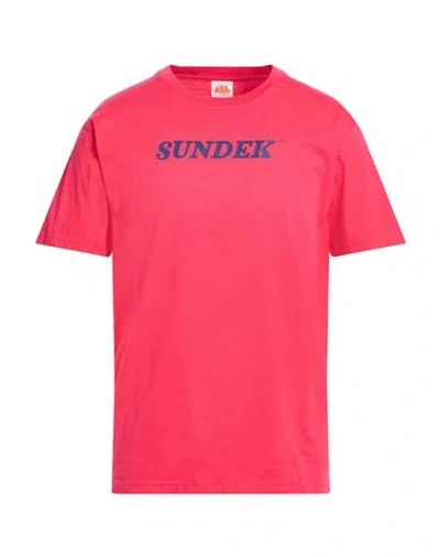 Sundek Man T-shirt Coral Size L Cotton In Pink