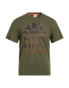 Sundek Man T-shirt Military Green Size Xxl Cotton In Green