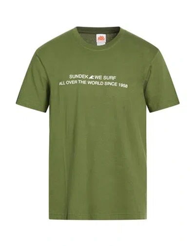 Sundek Man T-shirt Military Green Size Xxl Cotton
