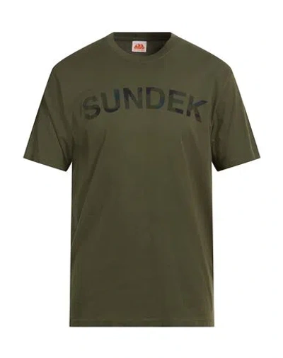 Sundek Man T-shirt Military Green Size Xxl Cotton