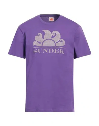 Sundek Man T-shirt Purple Size Xxl Cotton