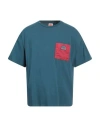 Sundek Man T-shirt Slate Blue Size Xxl Cotton In Blue